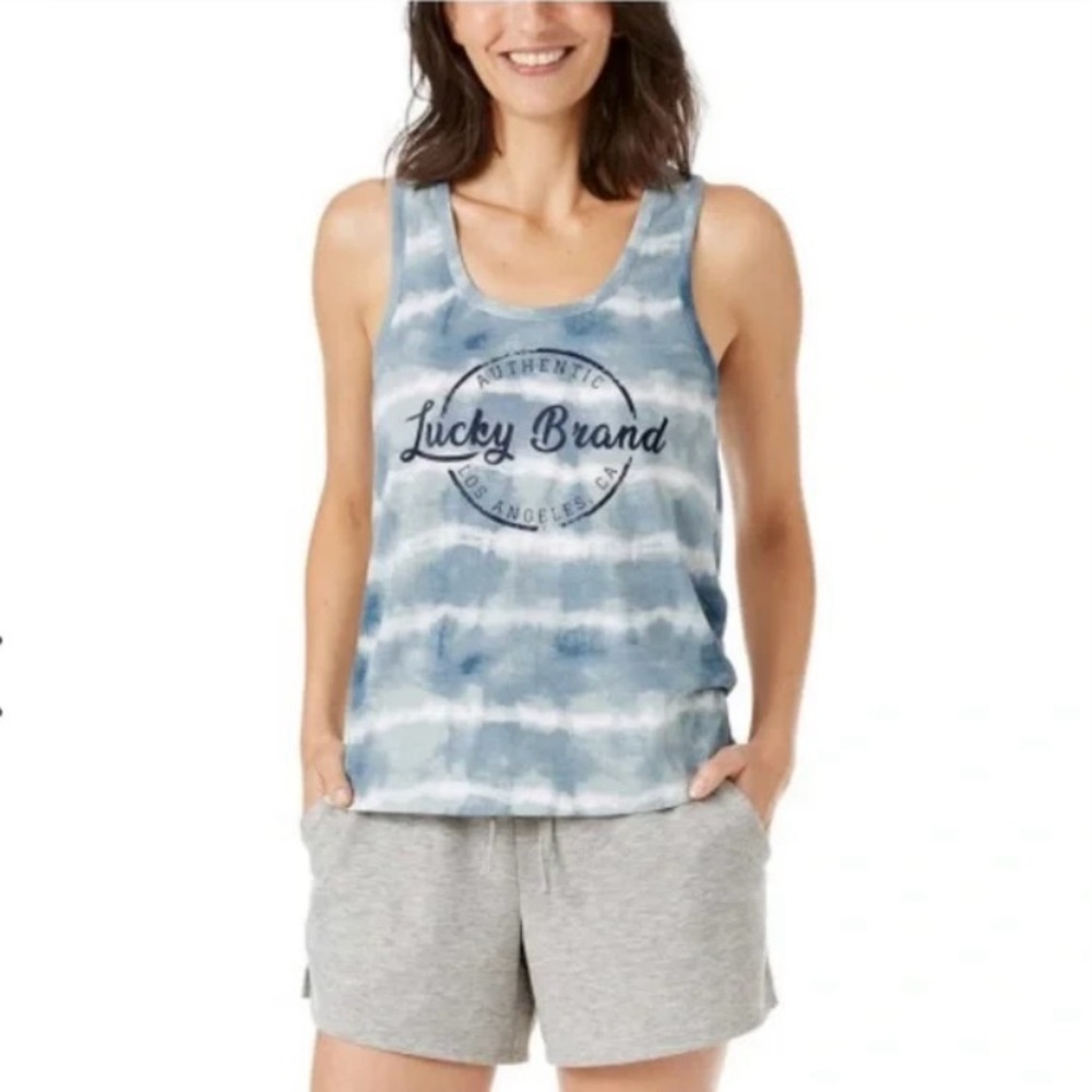 Lucky Brand Indigo and Ivory Tank SIZE L/G 95%Cotton 5%spandex